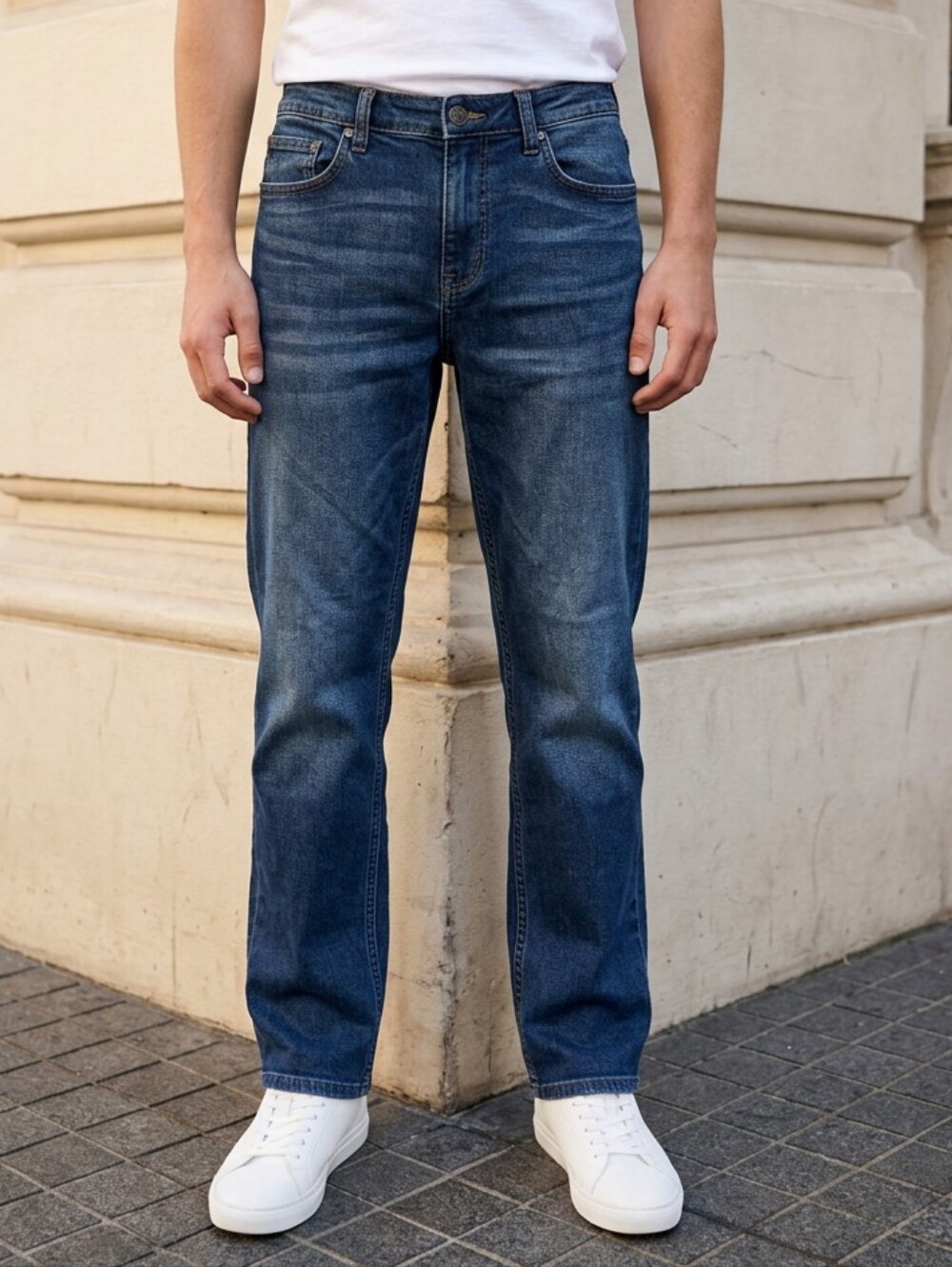 Cat & Jack Straight Fit Jeans Boys 16 Medium Wash Blue Stretch Denim Adjustable